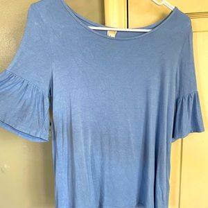 Lara fashion brand blue ruffle sleeve shirt